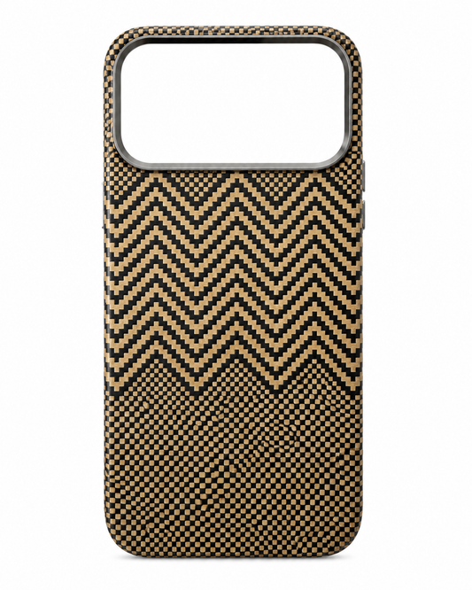 Aramid Fiber Woven Phone Case – Black & Gold