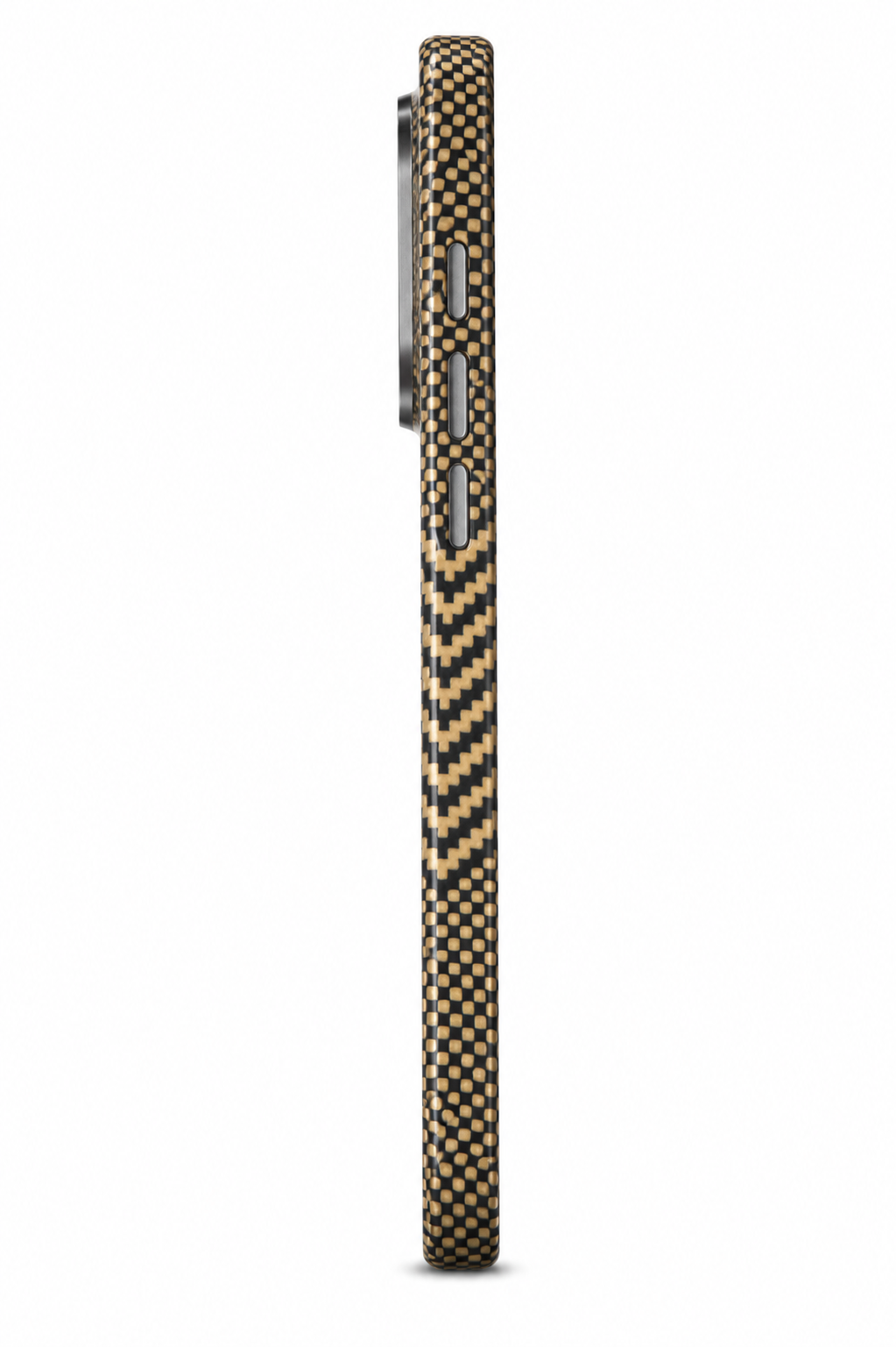 Aramid Fiber Woven Phone Case – Black & Gold (iPhone 17 Pro Max)
