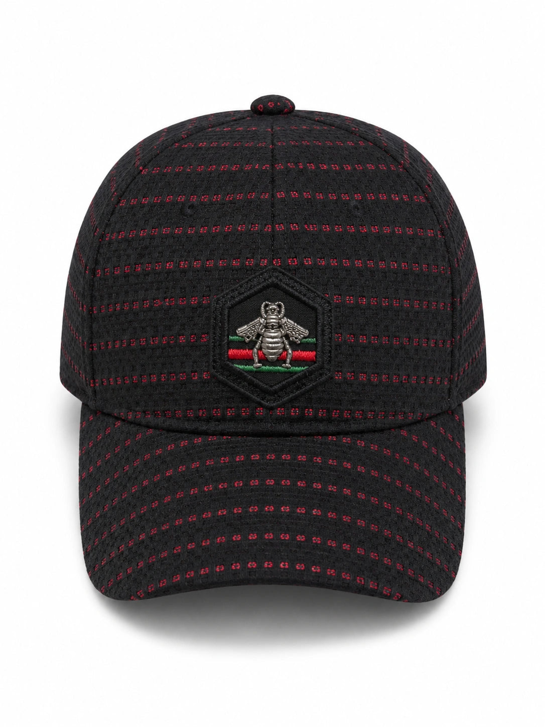 Premium Black Mesh Baseball Cap with Metal Bee Emblem