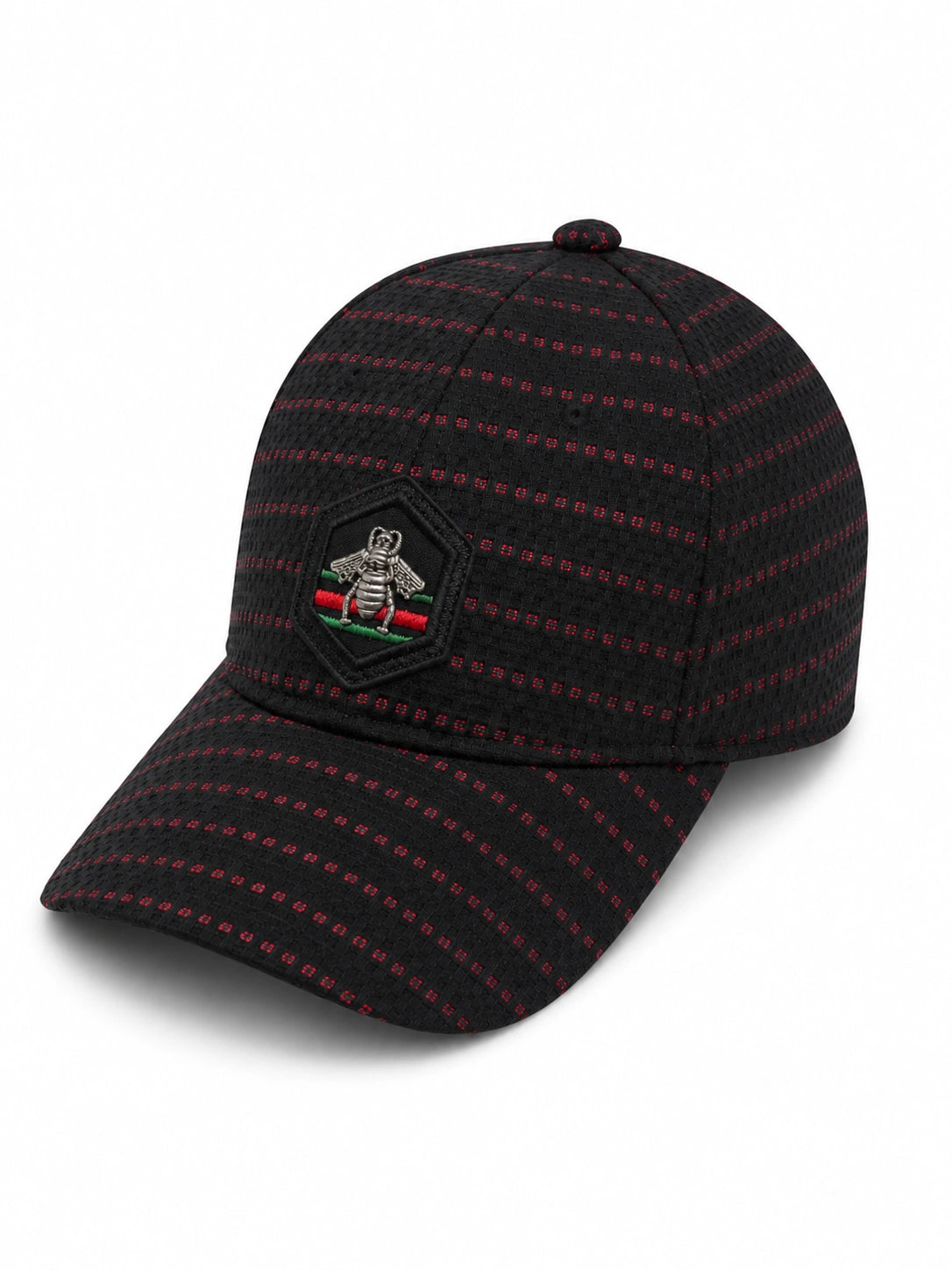 Premium Black Mesh Baseball Cap with Metal Bee Emblem
